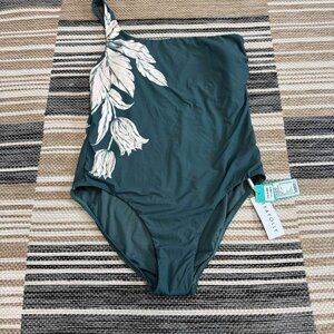 Seafolly Women's Fleur de Bloom One Shoulder One Piece Swimsuit‎ Evergreen US 12